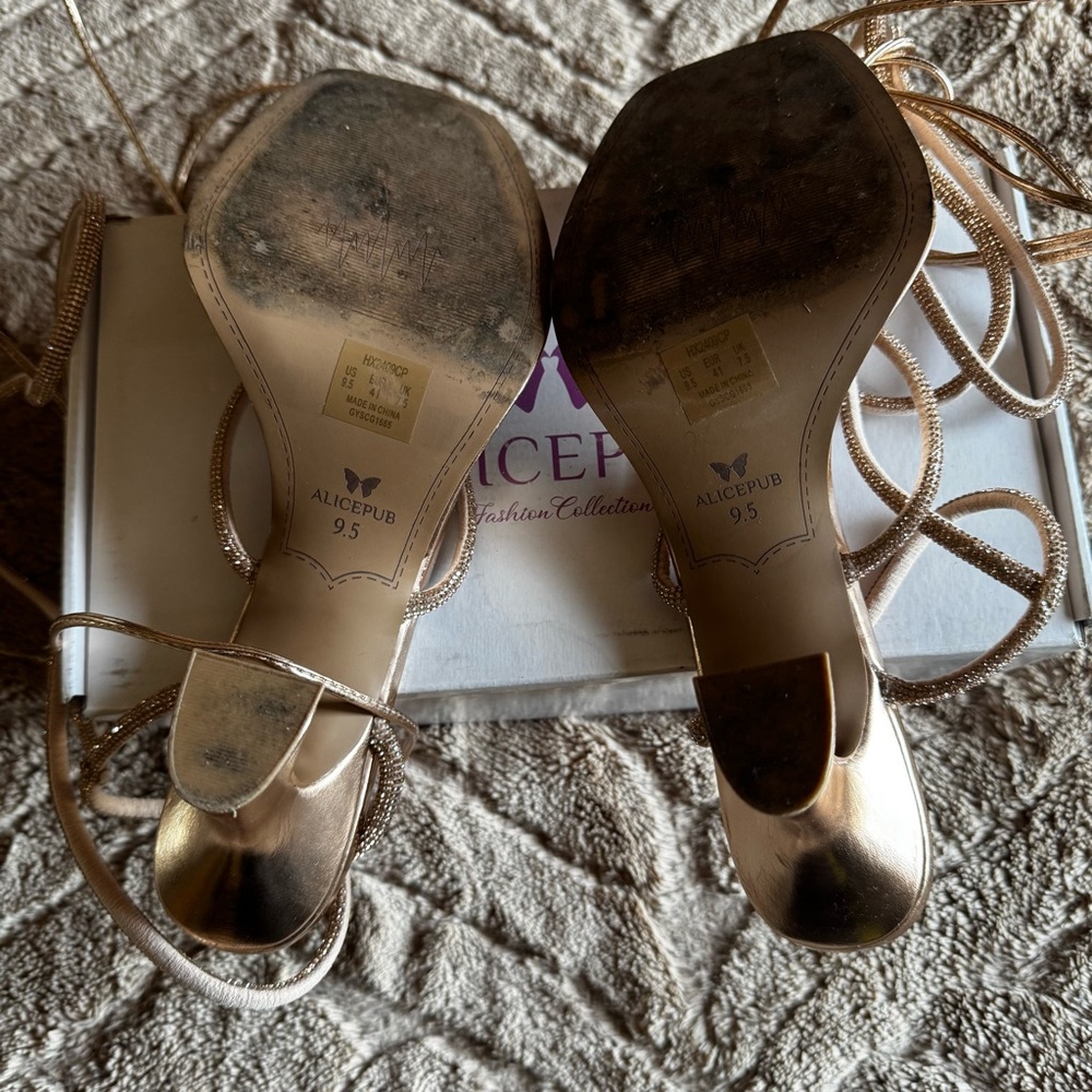 Alicepub rose gold Metallic tie up strapy Heels - Picture 4 of 4